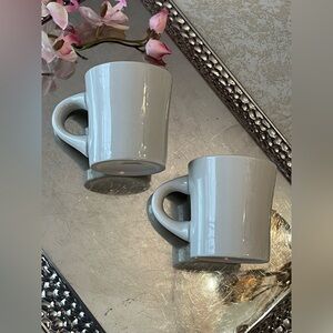 Pair of Buffalo China Diner Coffee Mug Heavy Restaurant Ware White Cup Retro